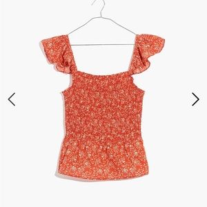 Madewell Lucie Smocked Peplum Top in Piazza Floral